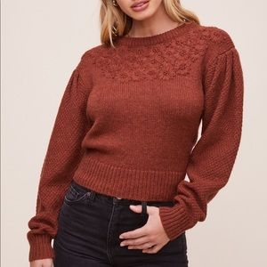 Adorable ASTR sweater- floral knit & puffy shoulder
